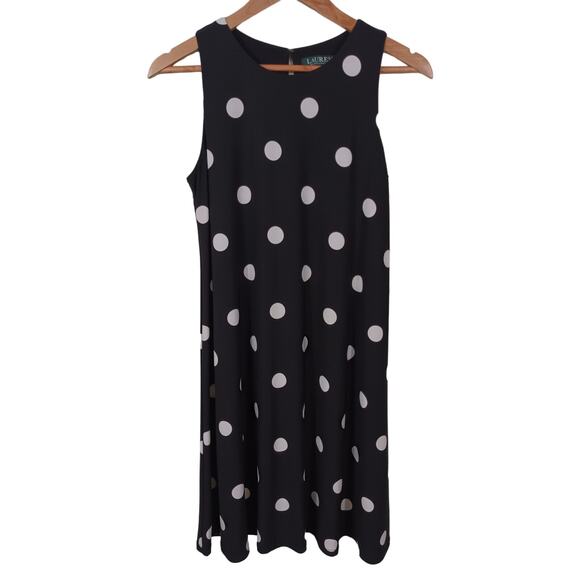 Lauren Ralph Lauren Womens Size 8 Stretch Polka Dot Casual Comfort Shift Dress - Picture 1 of 9